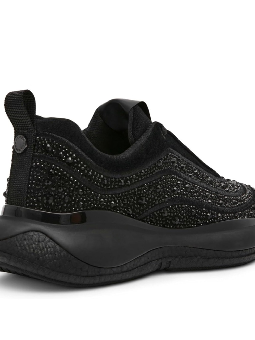 Black Crystal Embellished Slip-On Women's Sneaker